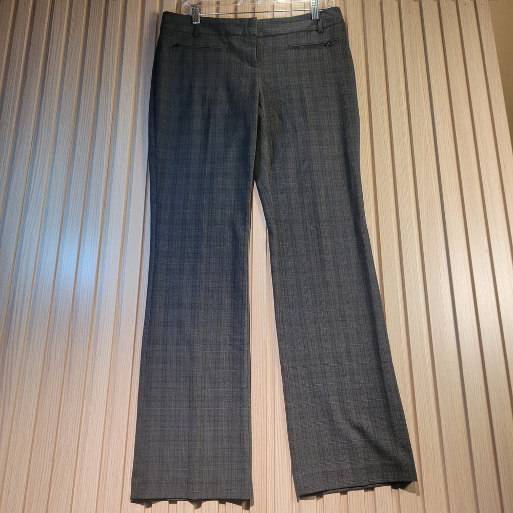 Van Heusen Womens Gray Plaid Stretch Dress Pants Straight Leg Size 6 Regular